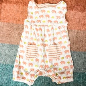 Baby Boden Newborn Pink Elephant Romper
